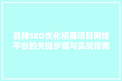 品牌SEO优化招商项目网络平台的关键步骤与实战指南