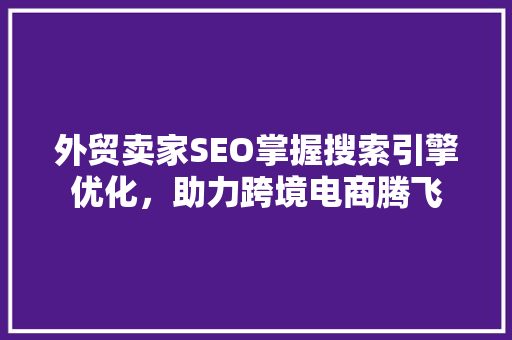 外贸卖家SEO掌握搜索引擎优化，助力跨境电商腾飞