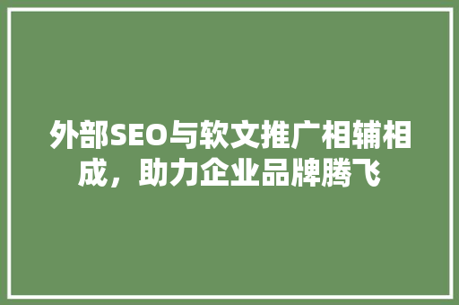 外部SEO与软文推广相辅相成，助力企业品牌腾飞