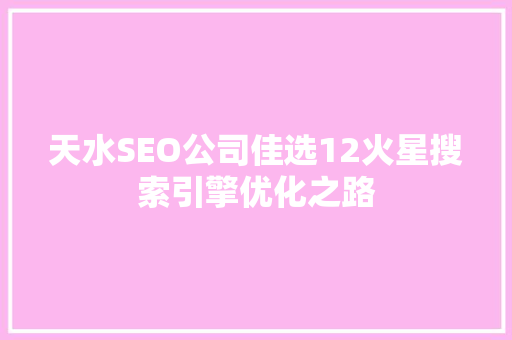天水SEO公司佳选12火星搜索引擎优化之路