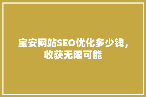 宝安网站SEO优化多少钱，收获无限可能