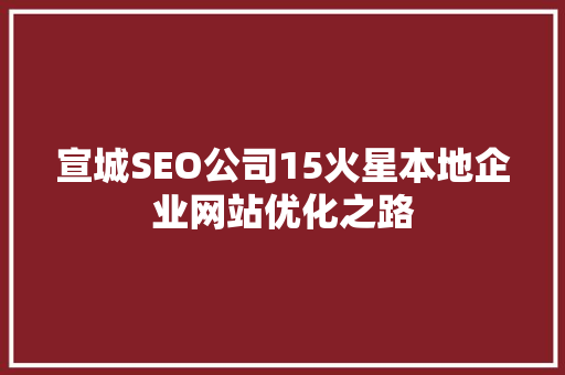 宣城SEO公司15火星本地企业网站优化之路