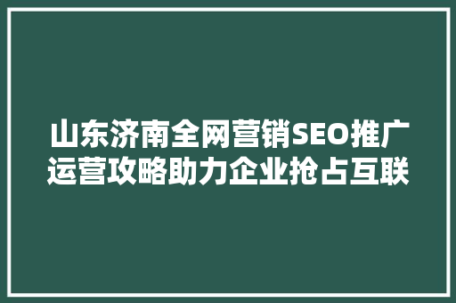 山东济南全网营销SEO推广运营攻略助力企业抢占互联网市场制高点