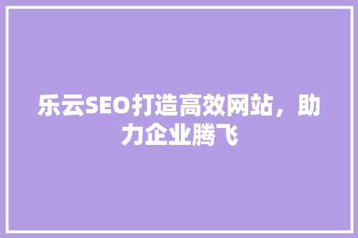 乐云SEO打造高效网站，助力企业腾飞