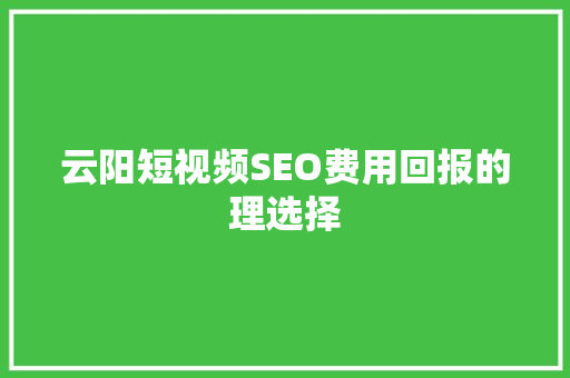 云阳短视频SEO费用回报的理选择