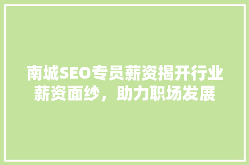 南城SEO专员薪资揭开行业薪资面纱，助力职场发展