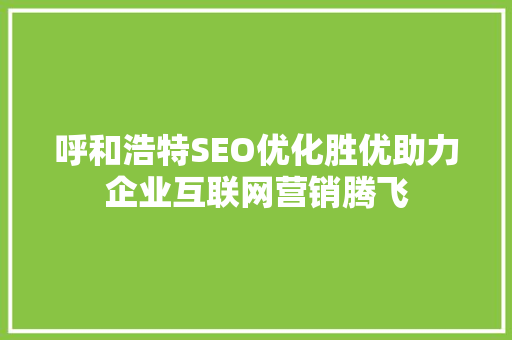 呼和浩特SEO优化胜优助力企业互联网营销腾飞