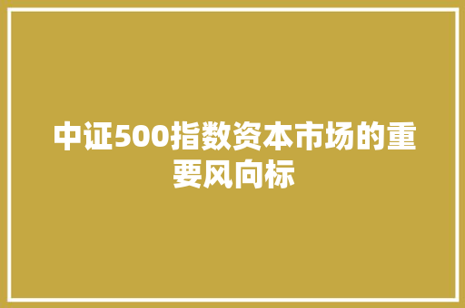 中证500指数资本市场的重要风向标