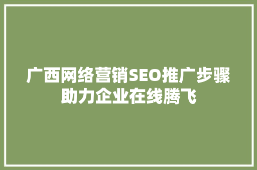 广西网络营销SEO推广步骤助力企业在线腾飞