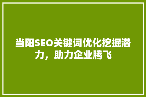 当阳SEO关键词优化挖掘潜力，助力企业腾飞