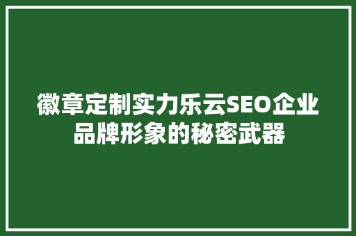 徽章定制实力乐云SEO企业品牌形象的秘密武器
