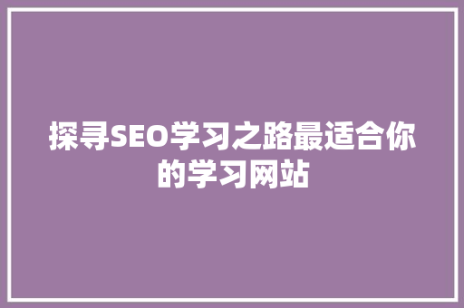 探寻SEO学习之路最适合你的学习网站