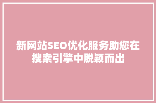 新网站SEO优化服务助您在搜索引擎中脱颖而出