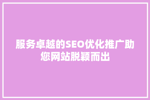 服务卓越的SEO优化推广助您网站脱颖而出