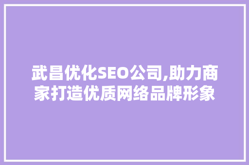 武昌优化SEO公司,助力商家打造优质网络品牌形象