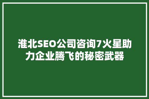 淮北SEO公司咨询7火星助力企业腾飞的秘密武器