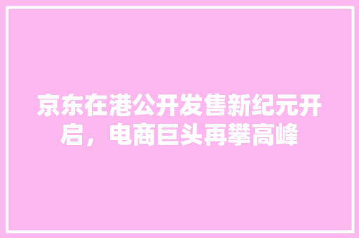 京东在港公开发售新纪元开启，电商巨头再攀高峰
