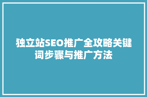 独立站SEO推广全攻略关键词步骤与推广方法