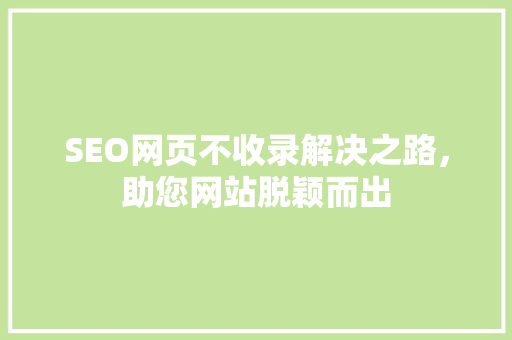SEO网页不收录解决之路，助您网站脱颖而出