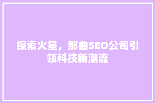 探索火星，那曲SEO公司引领科技新潮流