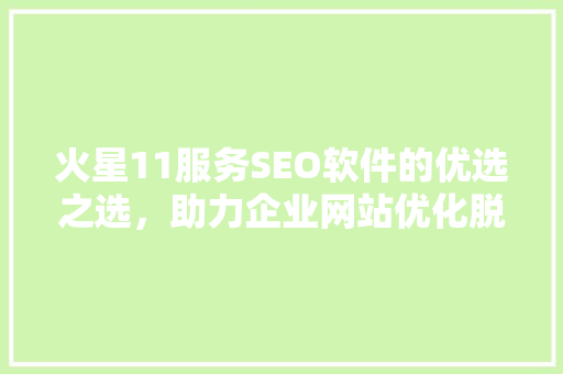 火星11服务SEO软件的优选之选，助力企业网站优化脱颖而出