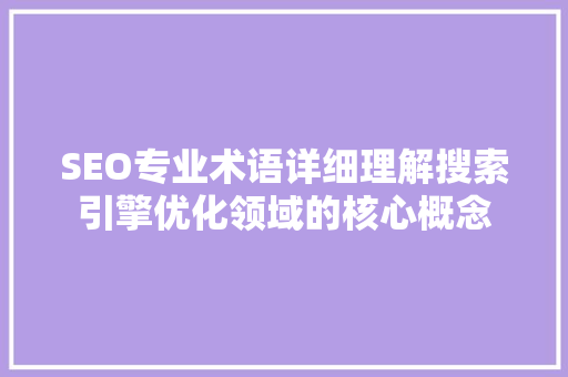 SEO专业术语详细理解搜索引擎优化领域的核心概念