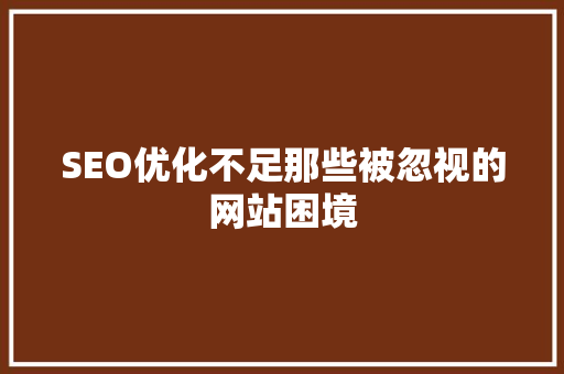 SEO优化不足那些被忽视的网站困境