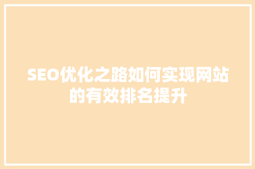 SEO优化之路如何实现网站的有效排名提升