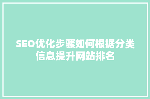 SEO优化步骤如何根据分类信息提升网站排名  第1张