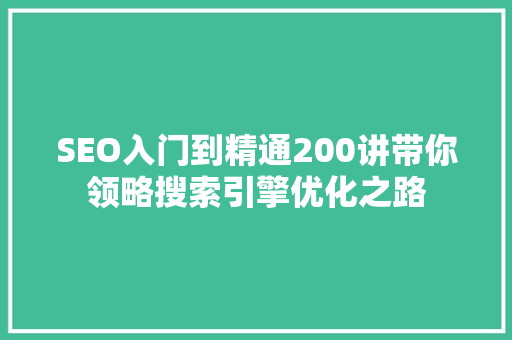SEO入门到精通200讲带你领略搜索引擎优化之路