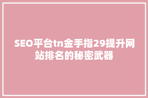 SEO平台tn金手指29提升网站排名的秘密武器