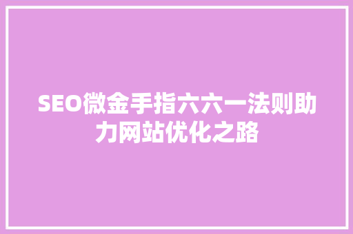 SEO微金手指六六一法则助力网站优化之路