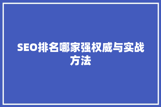 SEO排名哪家强权威与实战方法