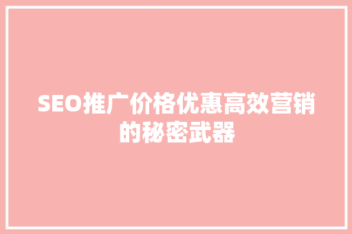 SEO推广价格优惠高效营销的秘密武器