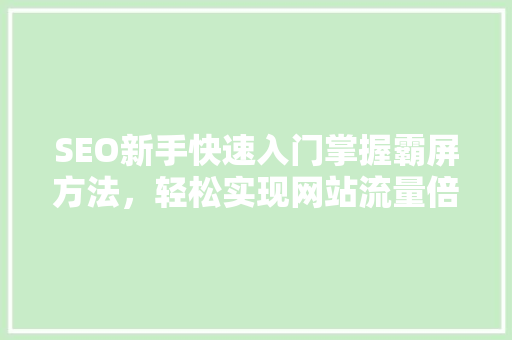 SEO新手快速入门掌握霸屏方法，轻松实现网站流量倍增