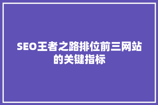 SEO王者之路排位前三网站的关键指标