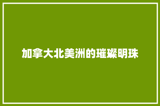 加拿大北美洲的璀璨明珠  第1张