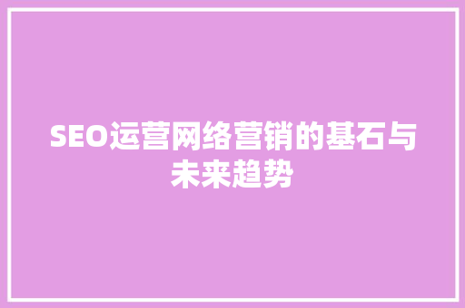 SEO运营网络营销的基石与未来趋势  第1张
