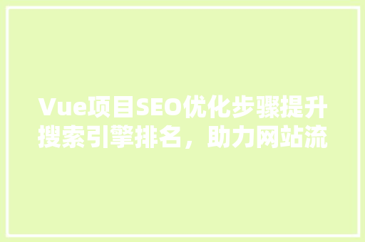 Vue项目SEO优化步骤提升搜索引擎排名，助力网站流量增长  第1张