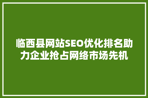 临西县网站SEO优化排名助力企业抢占网络市场先机