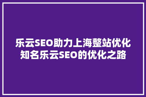 乐云SEO助力上海整站优化知名乐云SEO的优化之路