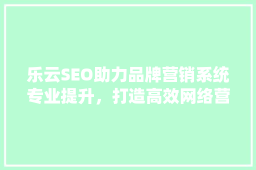 乐云SEO助力品牌营销系统专业提升，打造高效网络营销步骤