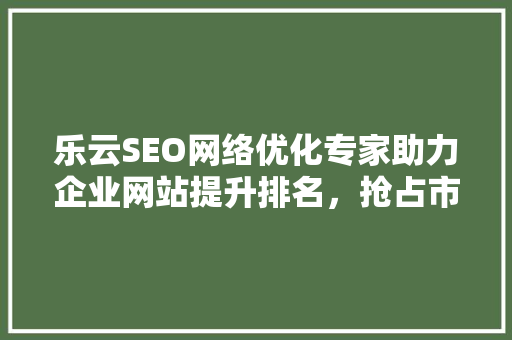 乐云SEO网络优化专家助力企业网站提升排名，抢占市场先机