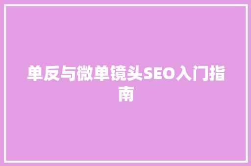 单反与微单镜头SEO入门指南