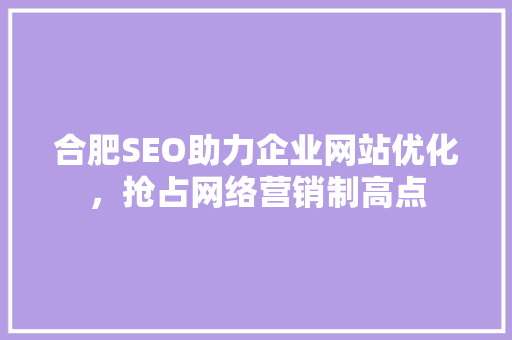 合肥SEO助力企业网站优化，抢占网络营销制高点