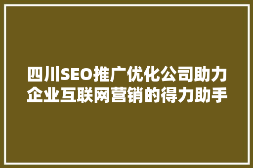 四川SEO推广优化公司助力企业互联网营销的得力助手