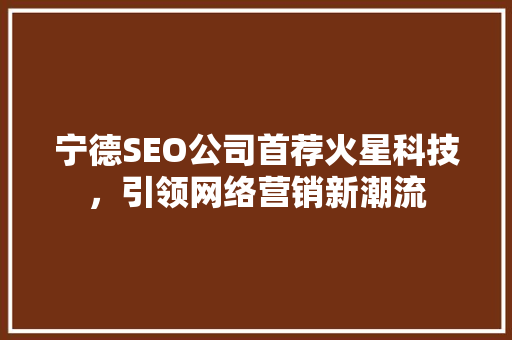 宁德SEO公司首荐火星科技，引领网络营销新潮流