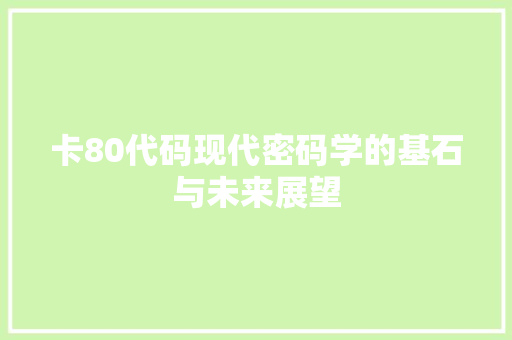 卡80代码现代密码学的基石与未来展望