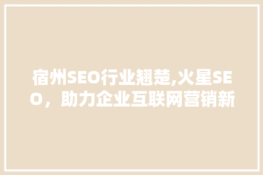 宿州SEO行业翘楚,火星SEO，助力企业互联网营销新高度