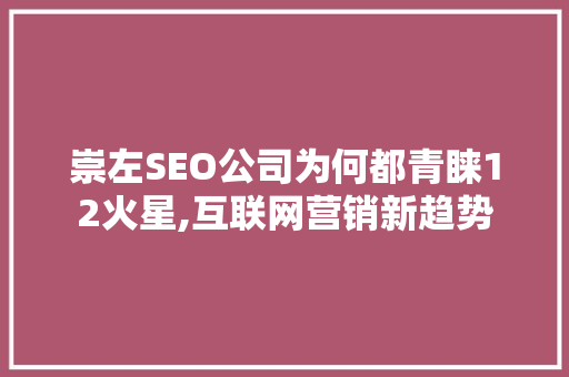 崇左SEO公司为何都青睐12火星,互联网营销新趋势